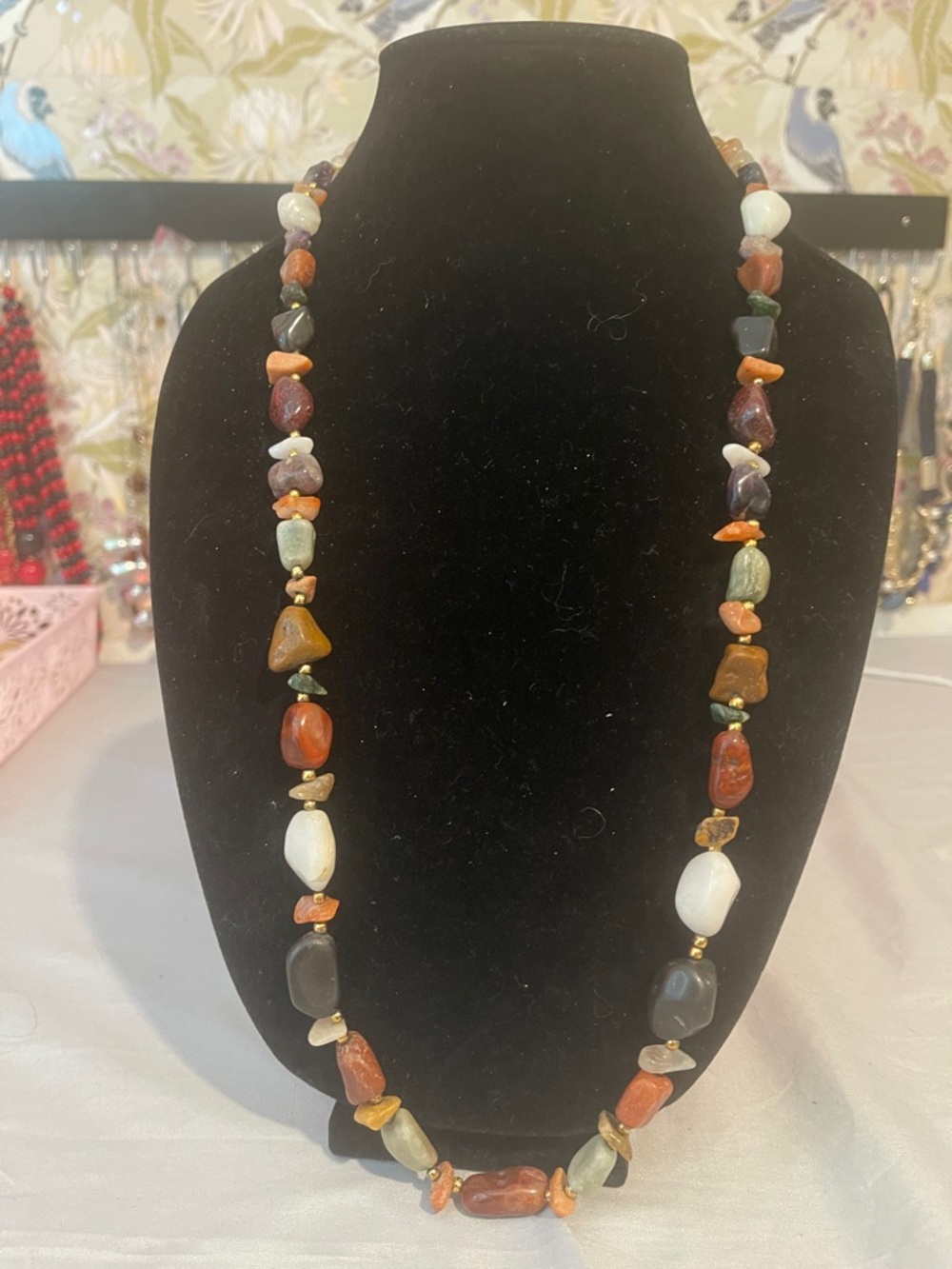 Multi-Color Natural Stone Beaded Necklace - Women Jewelry